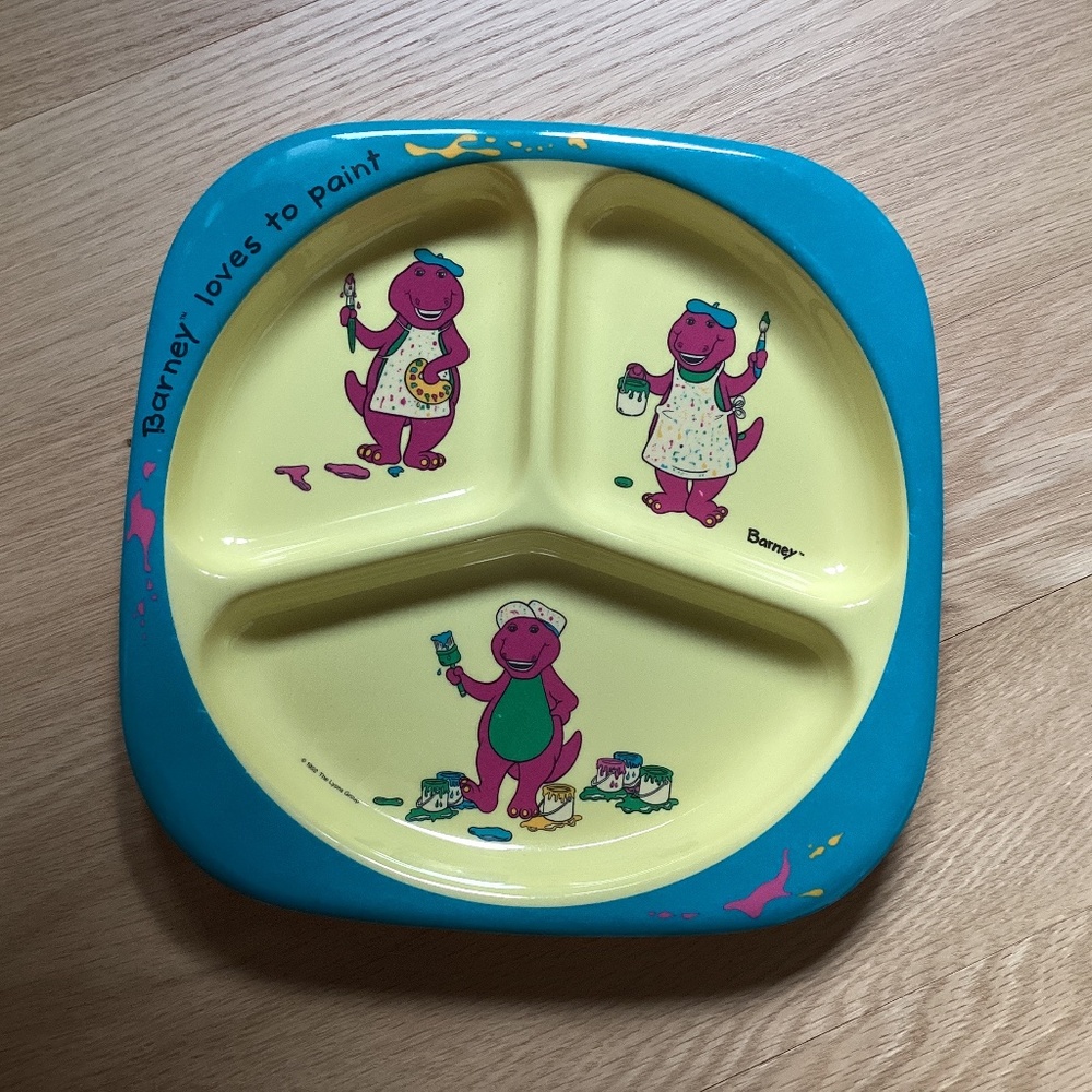 Vtg Barney Loves To Paint Divided Plate Selandia VGUC No Chips
